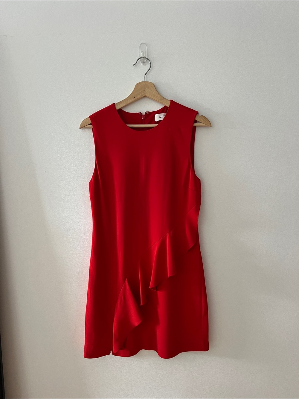 A.L.C. Red Sleeveless Ruffle Shift Dress